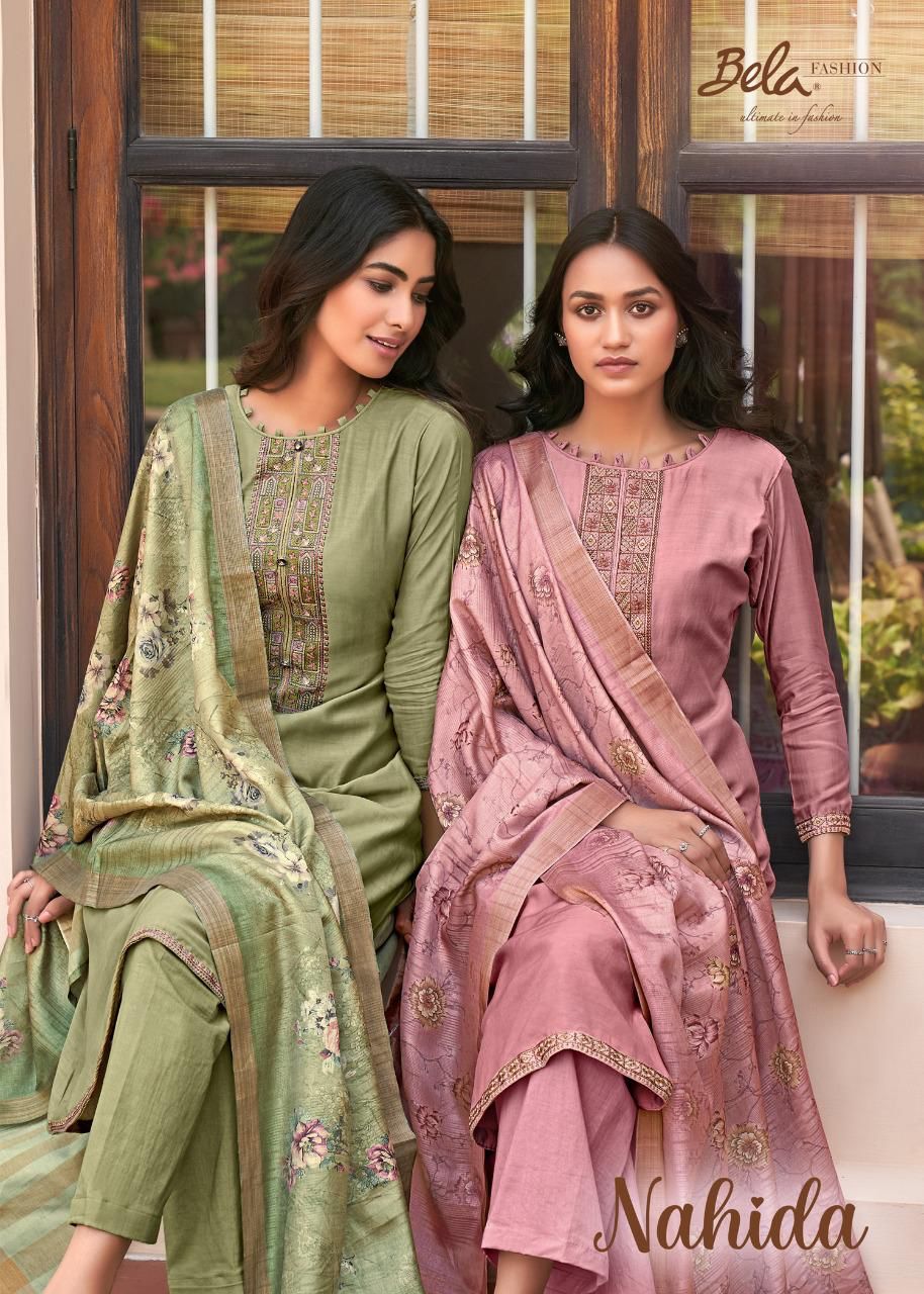 NAHIDA BY BELA VISCOSE MUSLIN ETHNIC PARTY WEAR SUITS