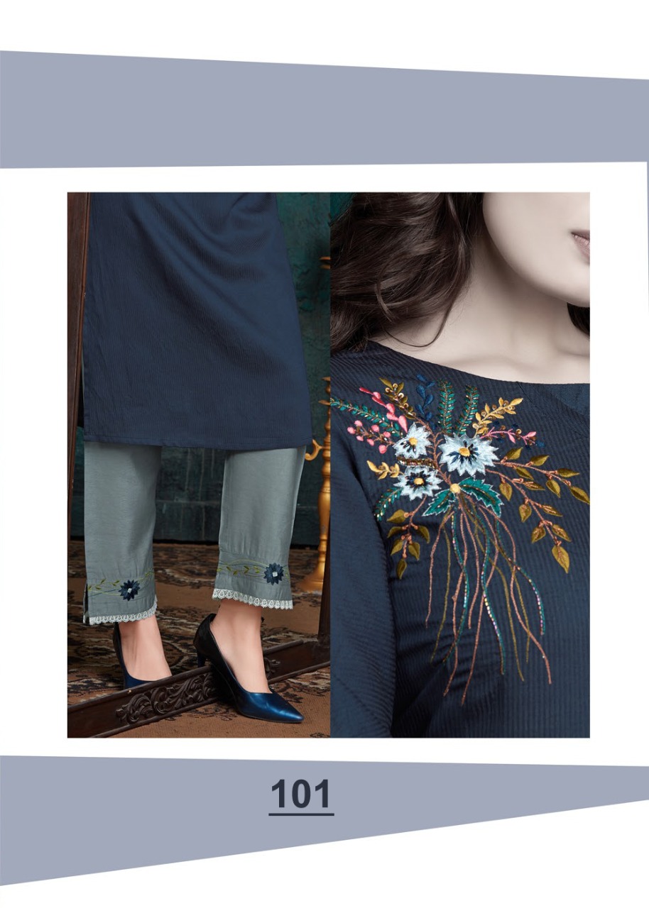 SHERON VISCOSE MUSLIN DESIGNER SYLISH KURTI WITH PANTS  COLLECTION