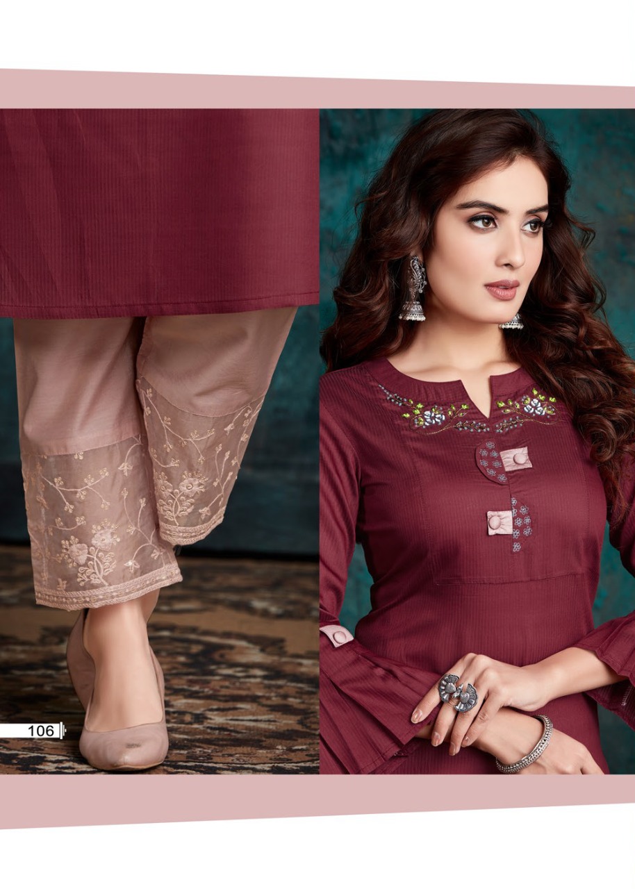 SHERON VISCOSE MUSLIN DESIGNER SYLISH KURTI WITH PANTS  COLLECTION