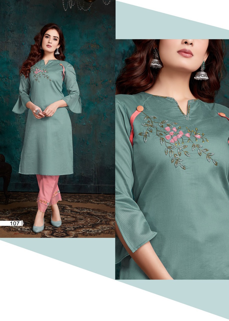 SHERON VISCOSE MUSLIN DESIGNER SYLISH KURTI WITH PANTS  COLLECTION
