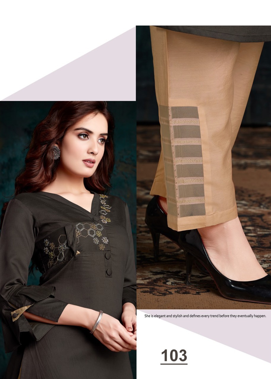 SHERON VISCOSE MUSLIN DESIGNER SYLISH KURTI WITH PANTS  COLLECTION