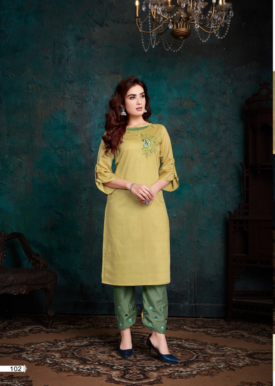 SHERON VISCOSE MUSLIN DESIGNER SYLISH KURTI WITH PANTS  COLLECTION