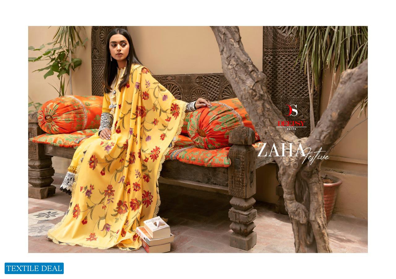 DEEPSY ZAHA FESTIVE COTTON EMBROIDERY DESIGNER SUITS