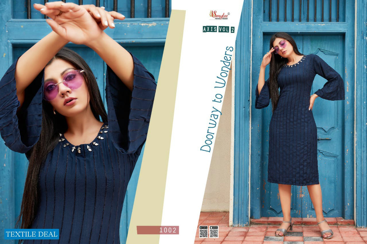 AXIS VOL 2 BY SMYLEE BOMBAY VELVET FANCY CASUAL WEAR KURTI