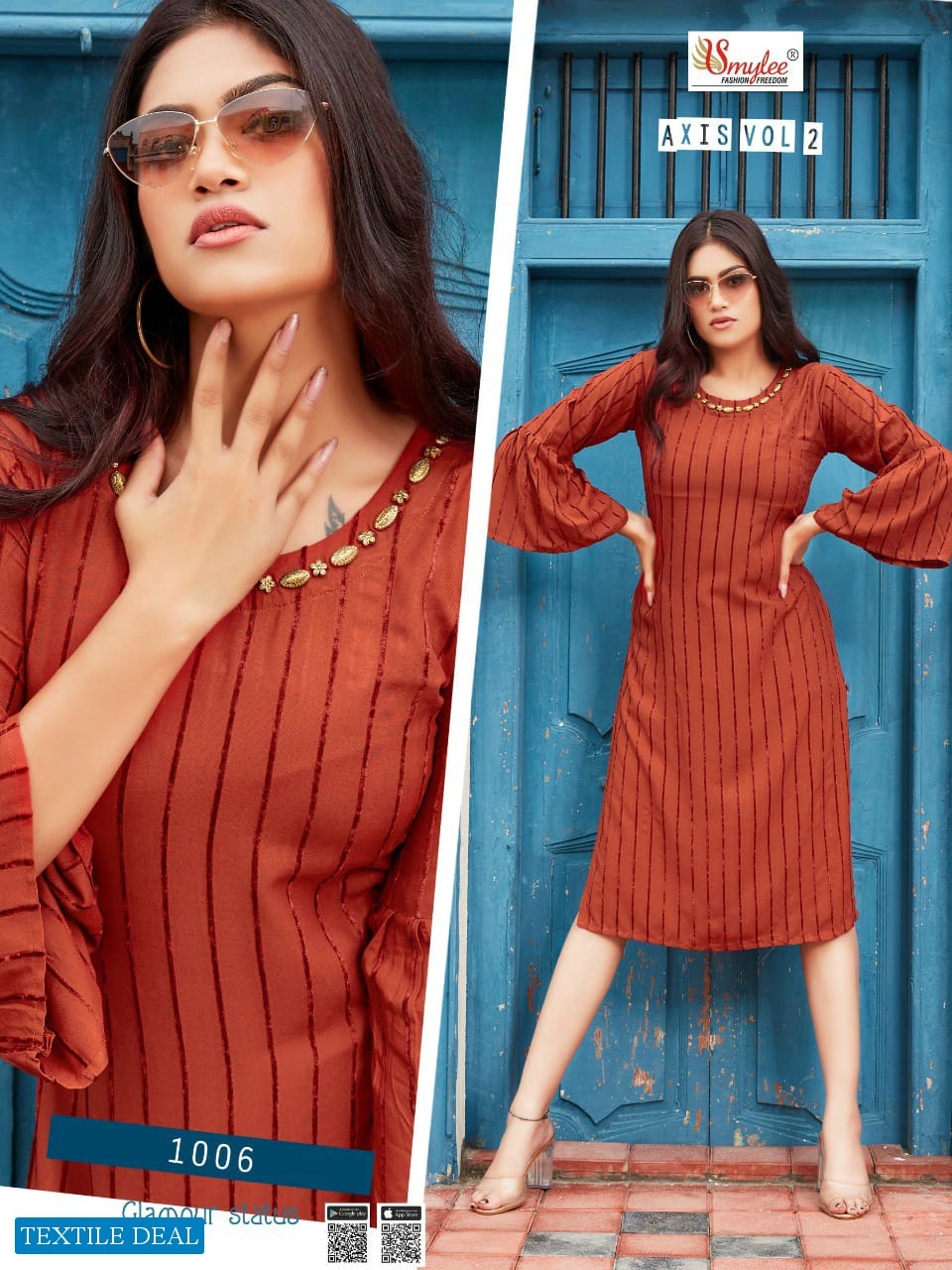AXIS VOL 2 BY SMYLEE BOMBAY VELVET FANCY CASUAL WEAR KURTI