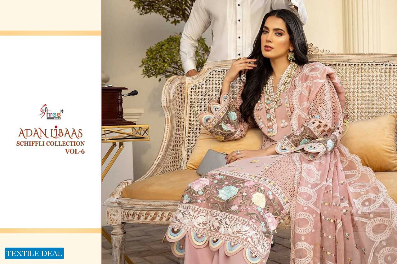 ADAN LIBAAS SCHIFFLI VOL 6 BY SHREE FABS LAWN COTTON EMBROIDERY PAKISTANI DRESSES