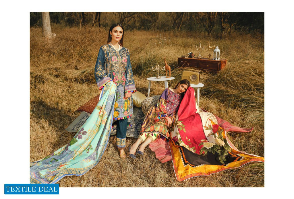 Aghaz By Nur Embroidered Lawn Suits With Digital Printed Lawn Dupatta Pakistani Dress