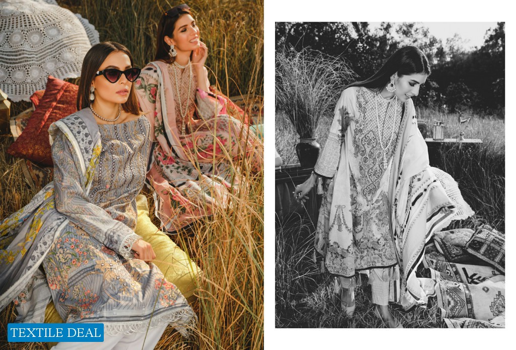 Aghaz By Nur Embroidered Lawn Suits With Digital Printed Lawn Dupatta Pakistani Dress