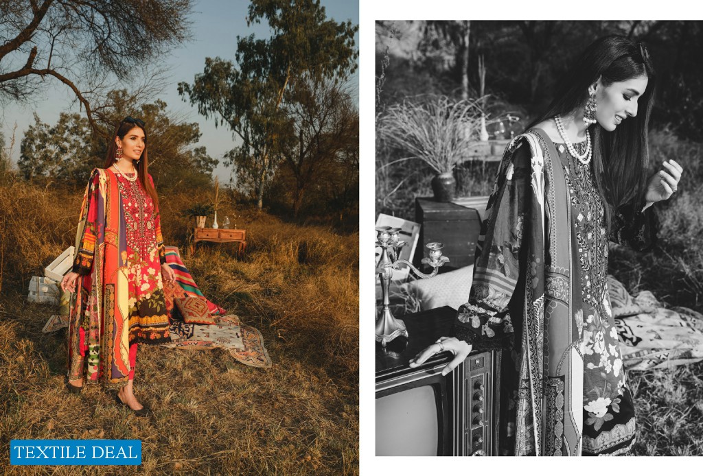 Aghaz By Nur Embroidered Lawn Suits With Digital Printed Lawn Dupatta Pakistani Dress