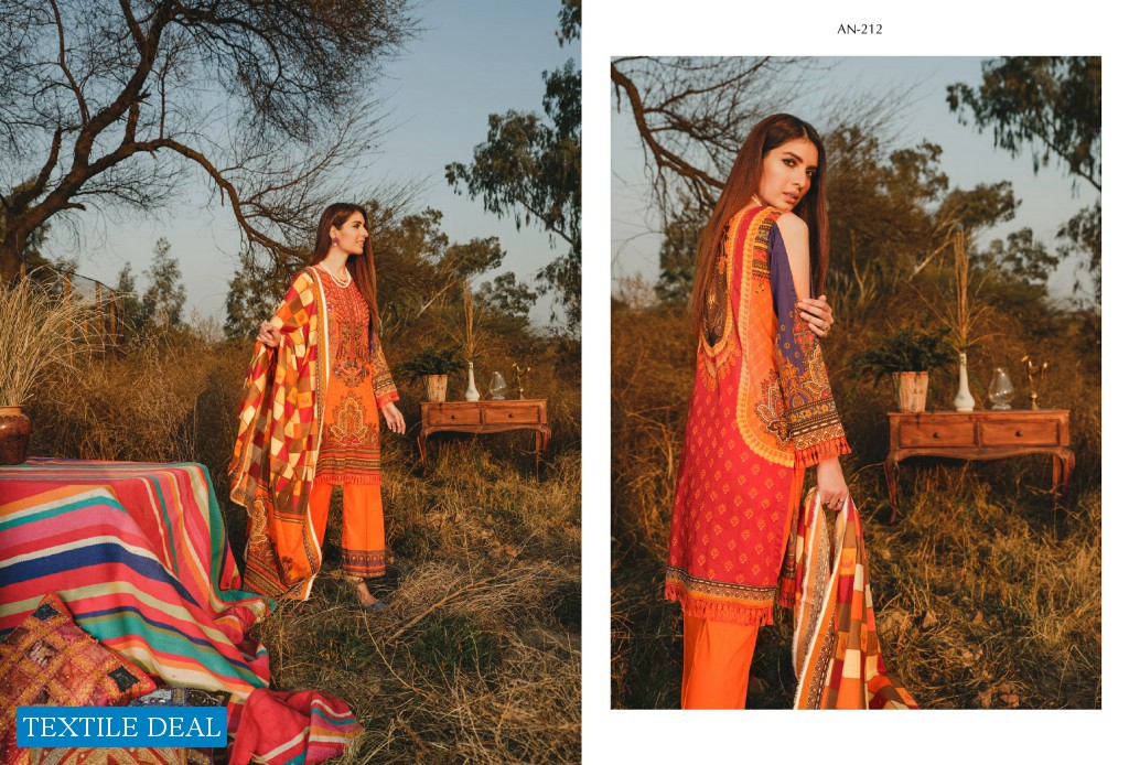 Aghaz By Nur Embroidered Lawn Suits With Digital Printed Lawn Dupatta Pakistani Dress