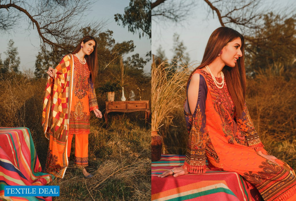 Aghaz By Nur Embroidered Lawn Suits With Digital Printed Lawn Dupatta Pakistani Dress