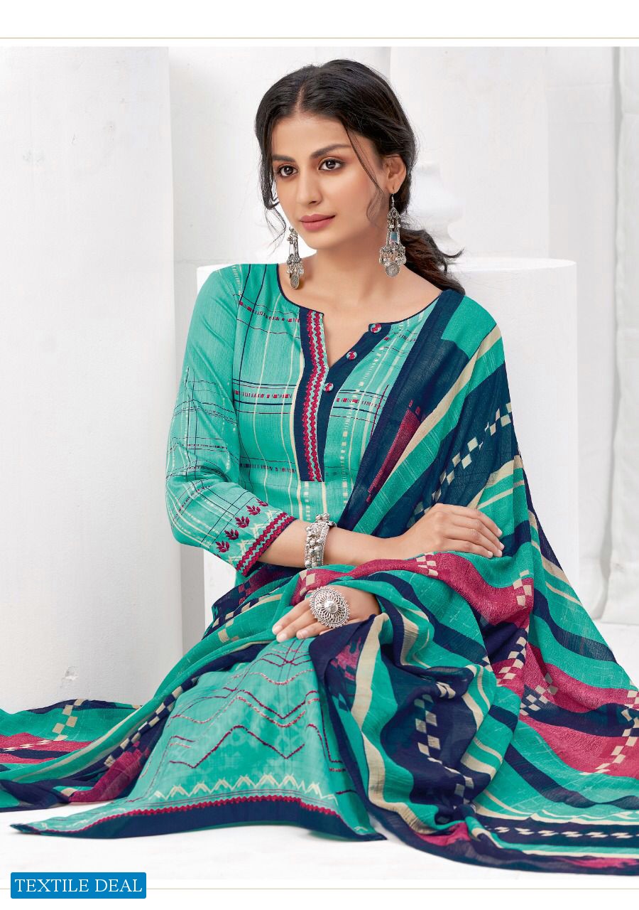 Suryajyoti Zaira Vol-10 Wholesale Cotton With Chiffon Dupatta Dress