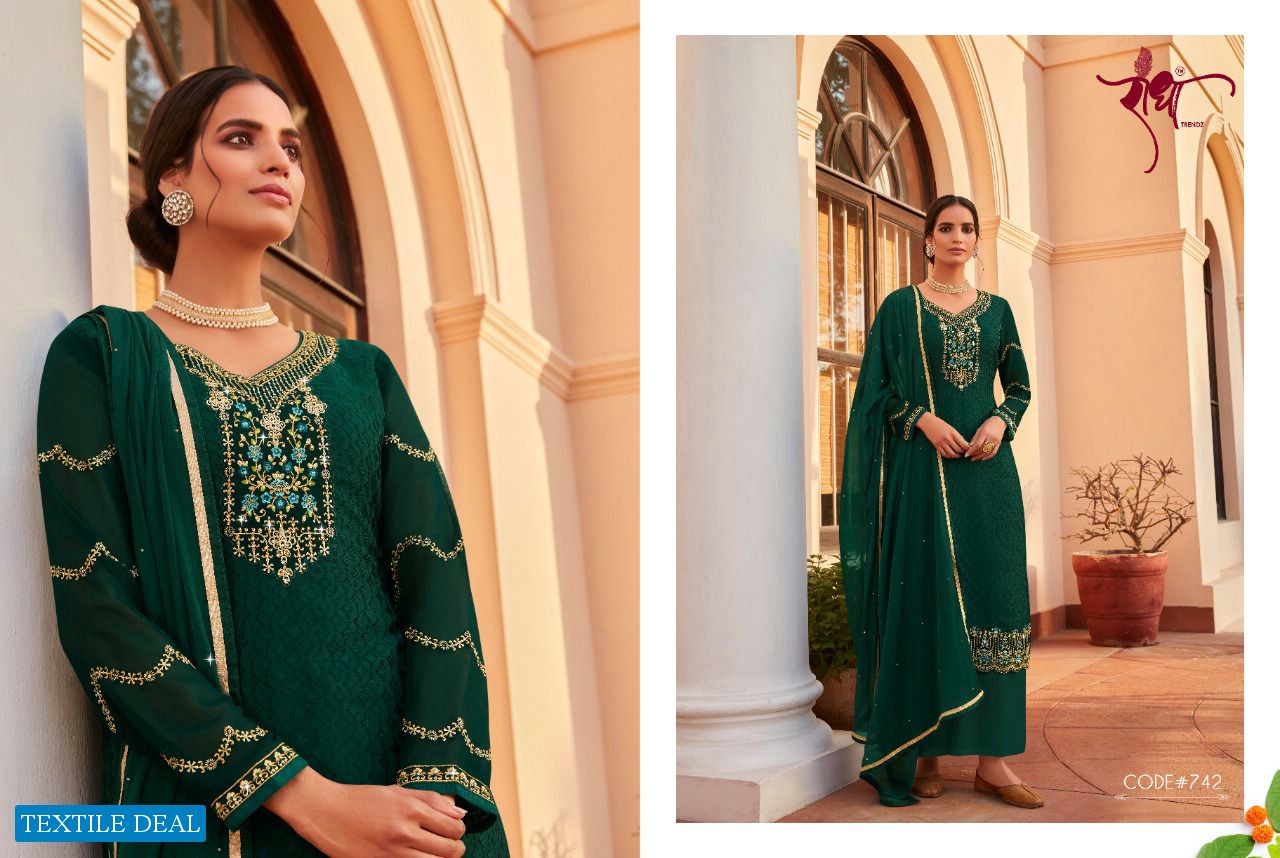 Radha Trendz Classic Brasso Embroidered Salwar Kameez
