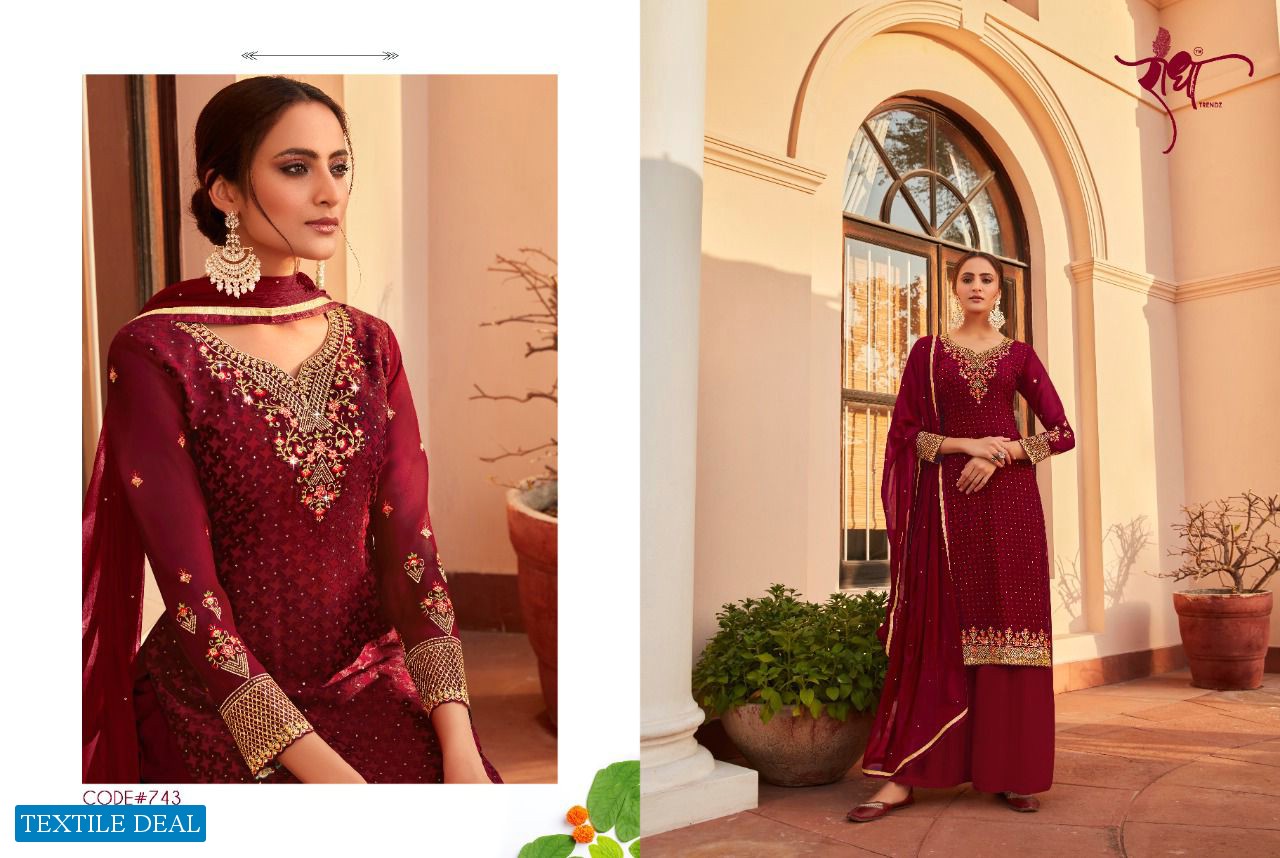 Radha Trendz Classic Brasso Embroidered Salwar Kameez