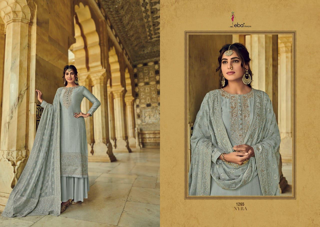 EBA LIFESTYLE PRESENTS NYRA VOL 1 VISCOSE SILK DESIGNER STYLISH SALWAR SUITS COLLECTION