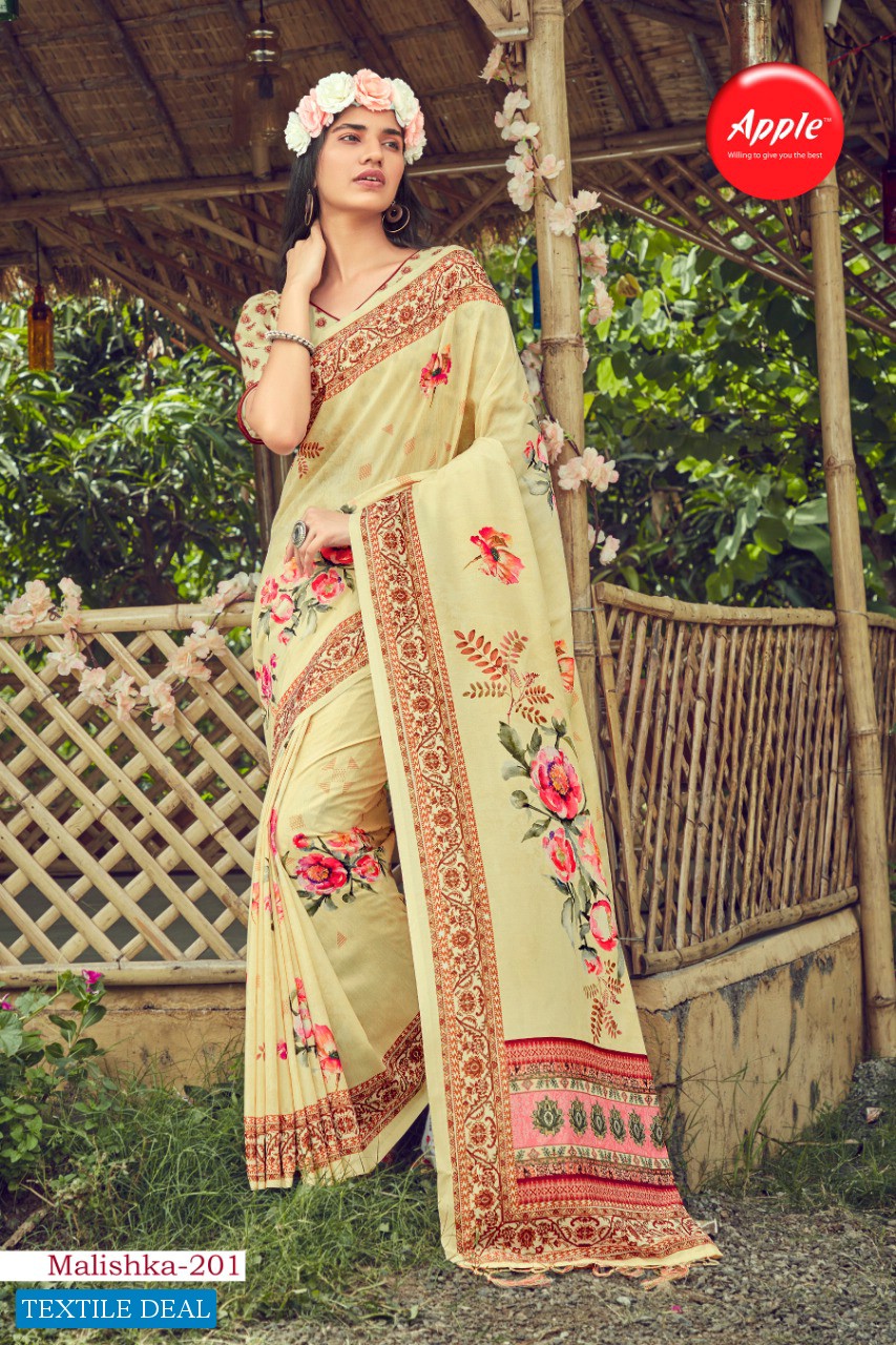 Apple Malishka Vol-2 Wholesale Muslin Silk Saree Catalog