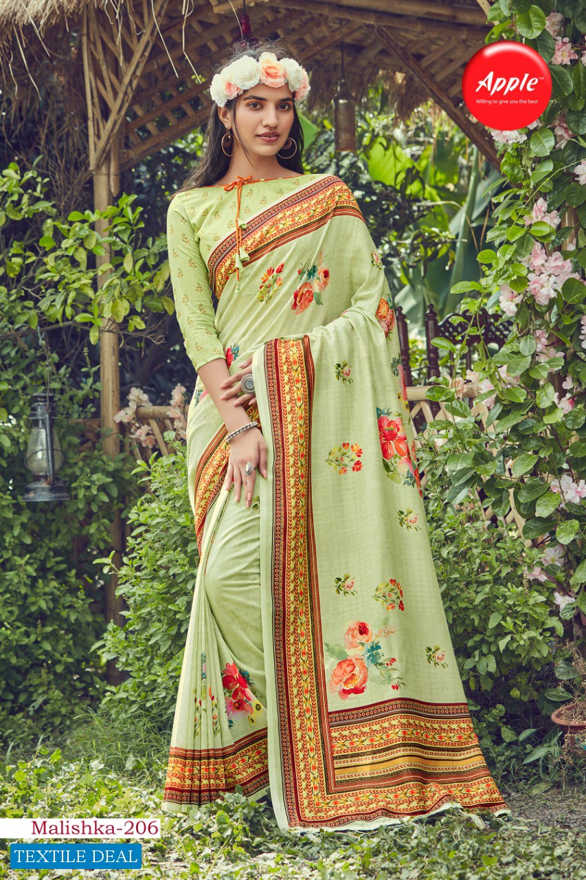 Apple Malishka Vol-2 Wholesale Muslin Silk Saree Catalog