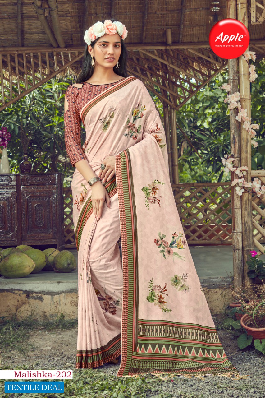 Apple Malishka Vol-2 Wholesale Muslin Silk Saree Catalog
