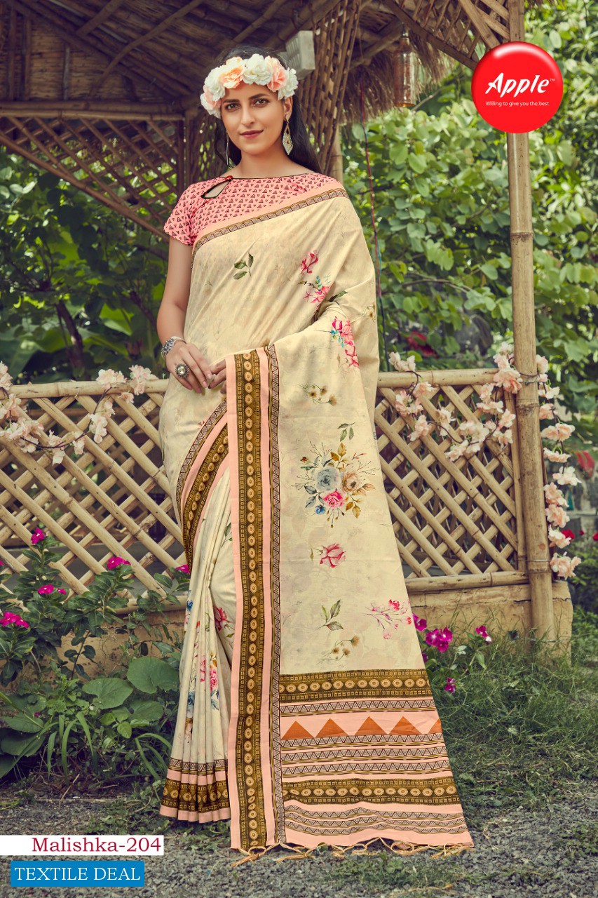 Apple Malishka Vol-2 Wholesale Muslin Silk Saree Catalog