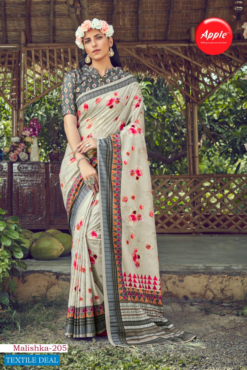 Apple Malishka Vol-2 Wholesale Muslin Silk Saree Catalog