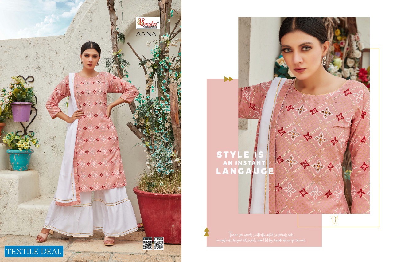 AAINA BY SMYLEE BANDHEJ RAYON READYMADE SHARARA SUITS
