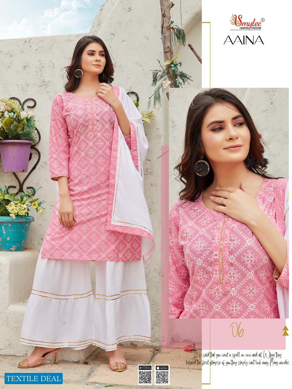 AAINA BY SMYLEE BANDHEJ RAYON READYMADE SHARARA SUITS