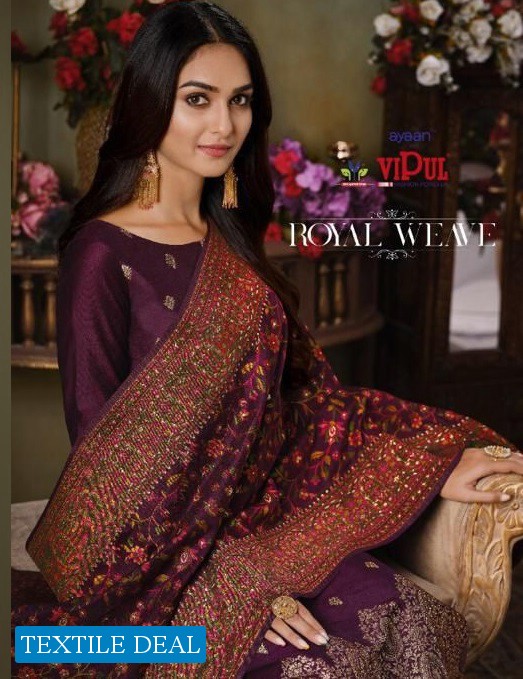 VIPUL LAUNCH ROYAL WEAVE SILK JACQUARD TRADITIONAL WEAR FANCY SUITS