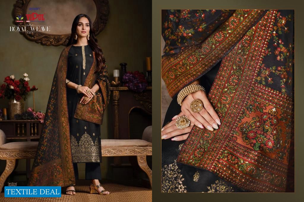 VIPUL LAUNCH ROYAL WEAVE SILK JACQUARD TRADITIONAL WEAR FANCY SUITS