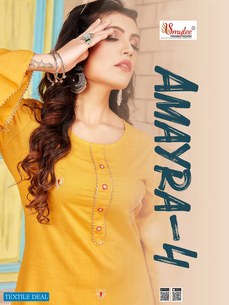 SMYLEE AMAYRA VOL 4 SLUB RAYON KURTI WITH MATCHING MASK