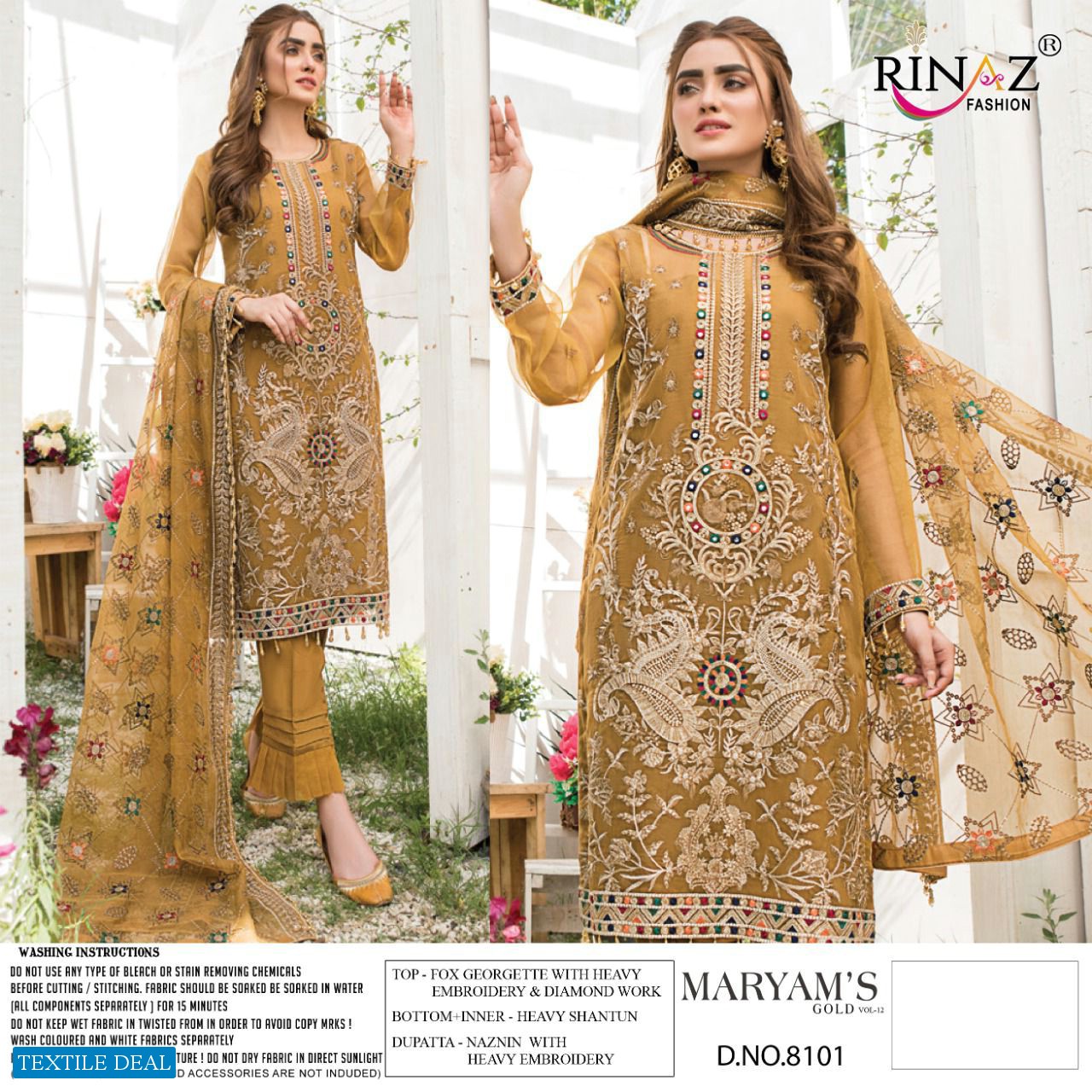 RINAZ MARYAMS GOLD VOL 12 GEORGETTE EXCLUSIVE WORK PAKISTANI SUITS