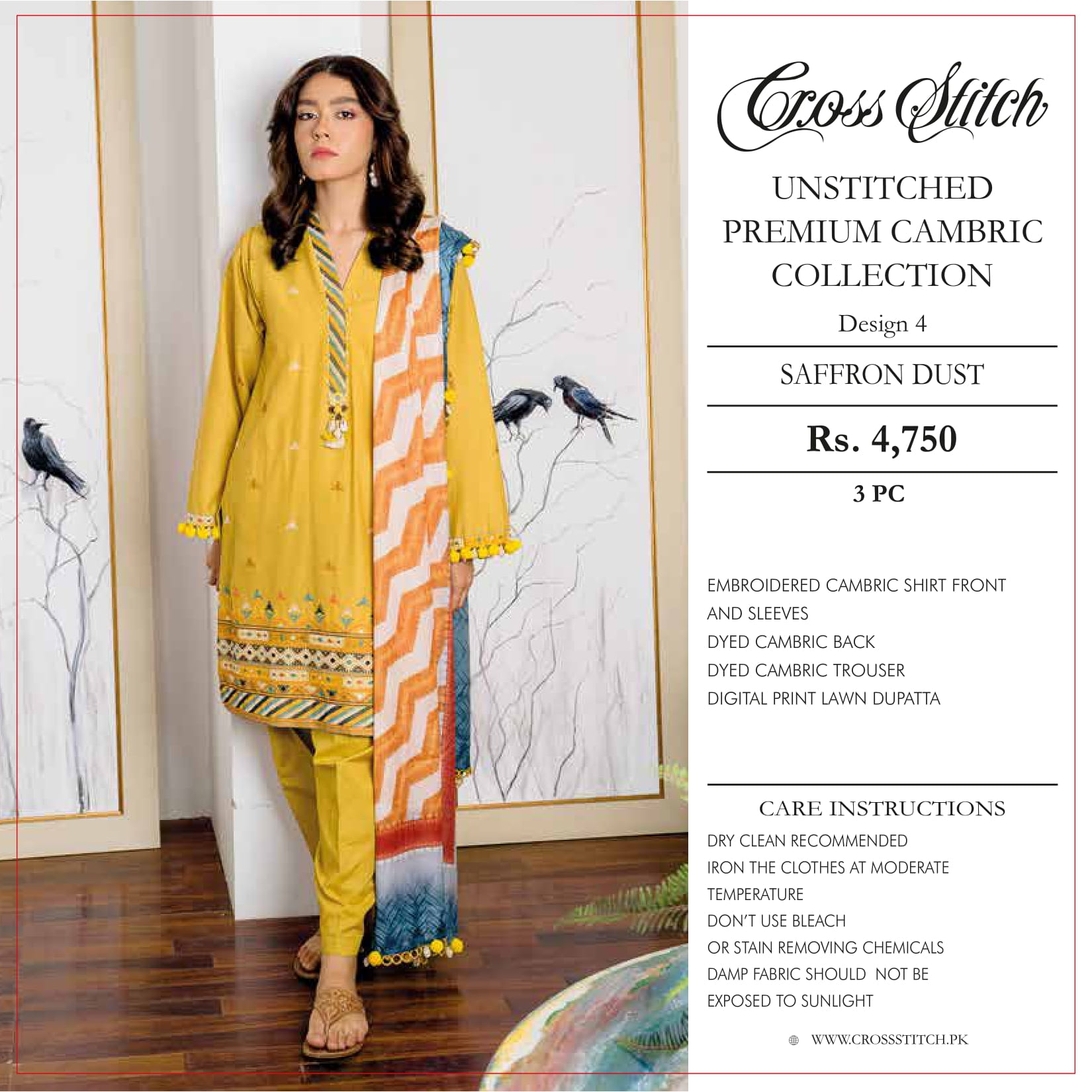 Cross Stitch Unstitched Premium Cambric Collection Wholesale Pakistani Catalogs