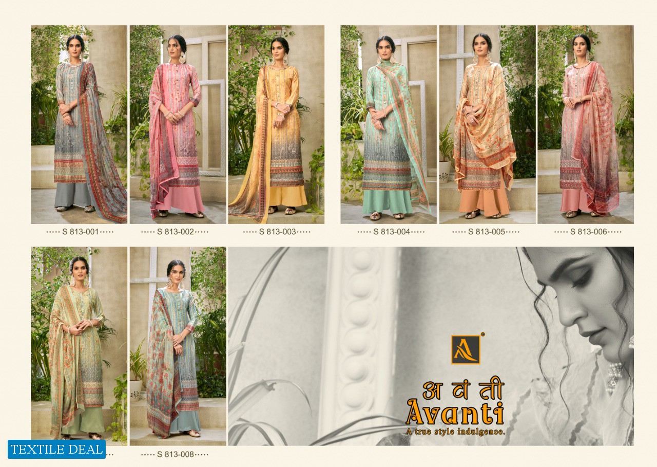 Alok Avanti Wholesale Pure Zam Embroidery Dress Material