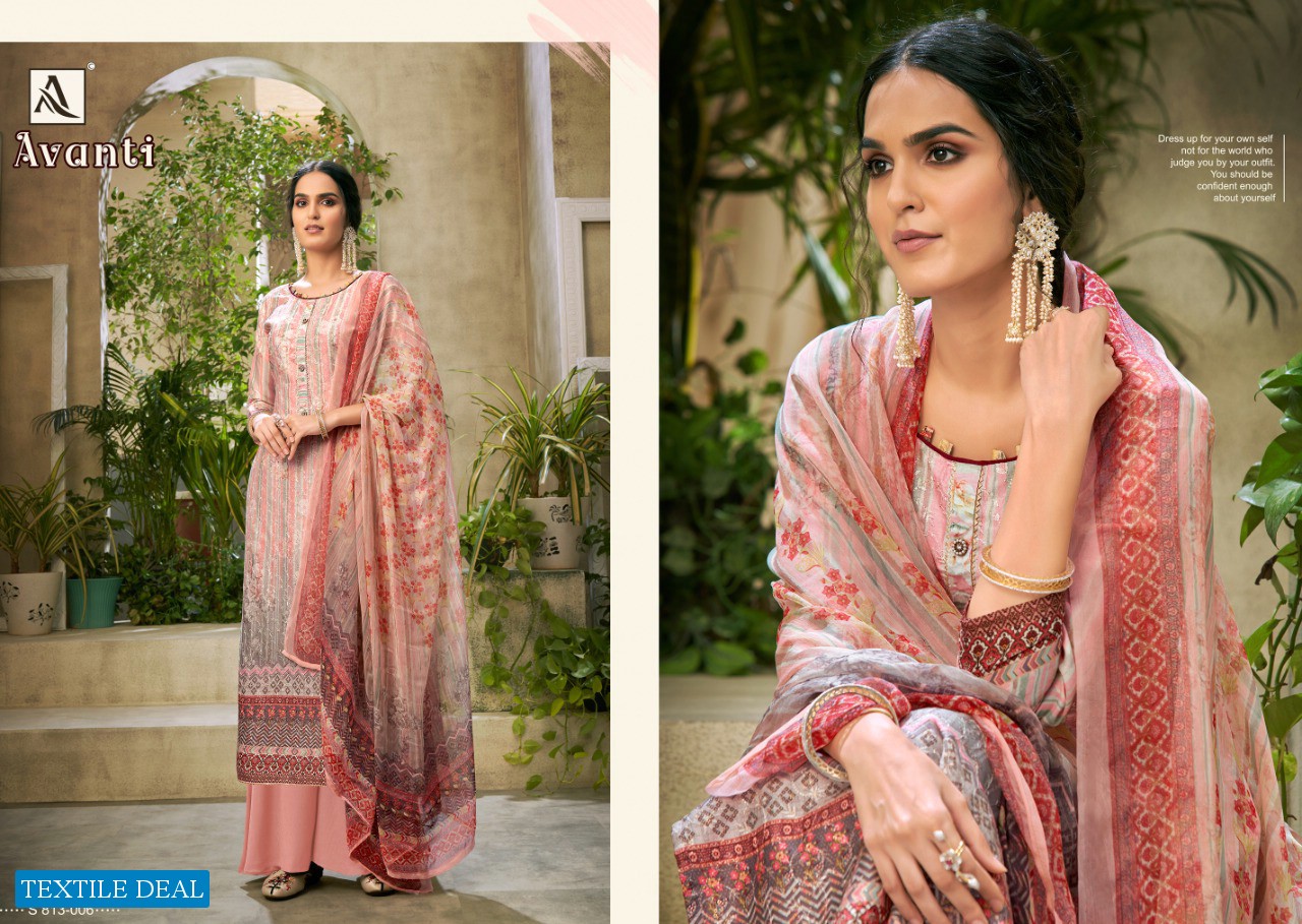 Alok Avanti Wholesale Pure Zam Embroidery Dress Material