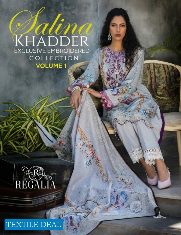 SALINA KHADDAR Exclusives EMBROIDERED Collection  By REGALIA Textile