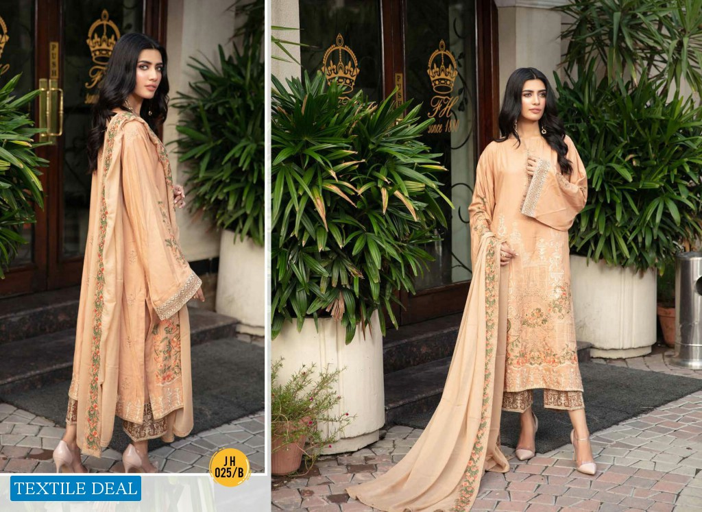 Johra Chaman Wholesale Slub Linen Embroidered Pakistani Salwar Kameez