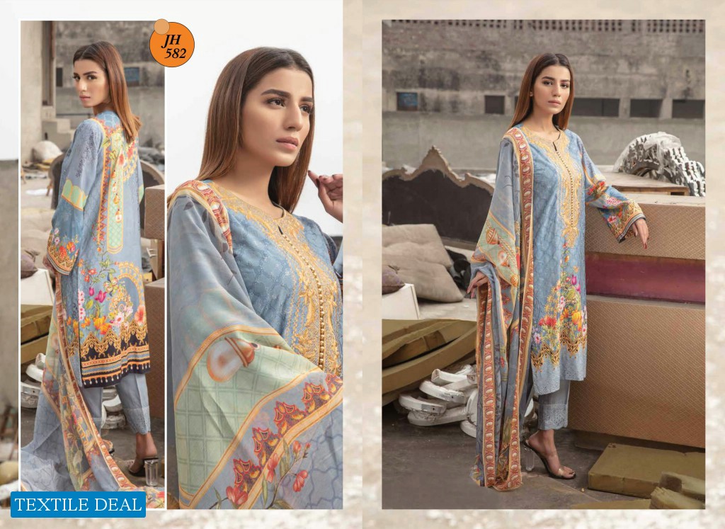 Johra Parkha Linen Digital Bember Chiffon Dupatta Pakistani Salwar Kameez