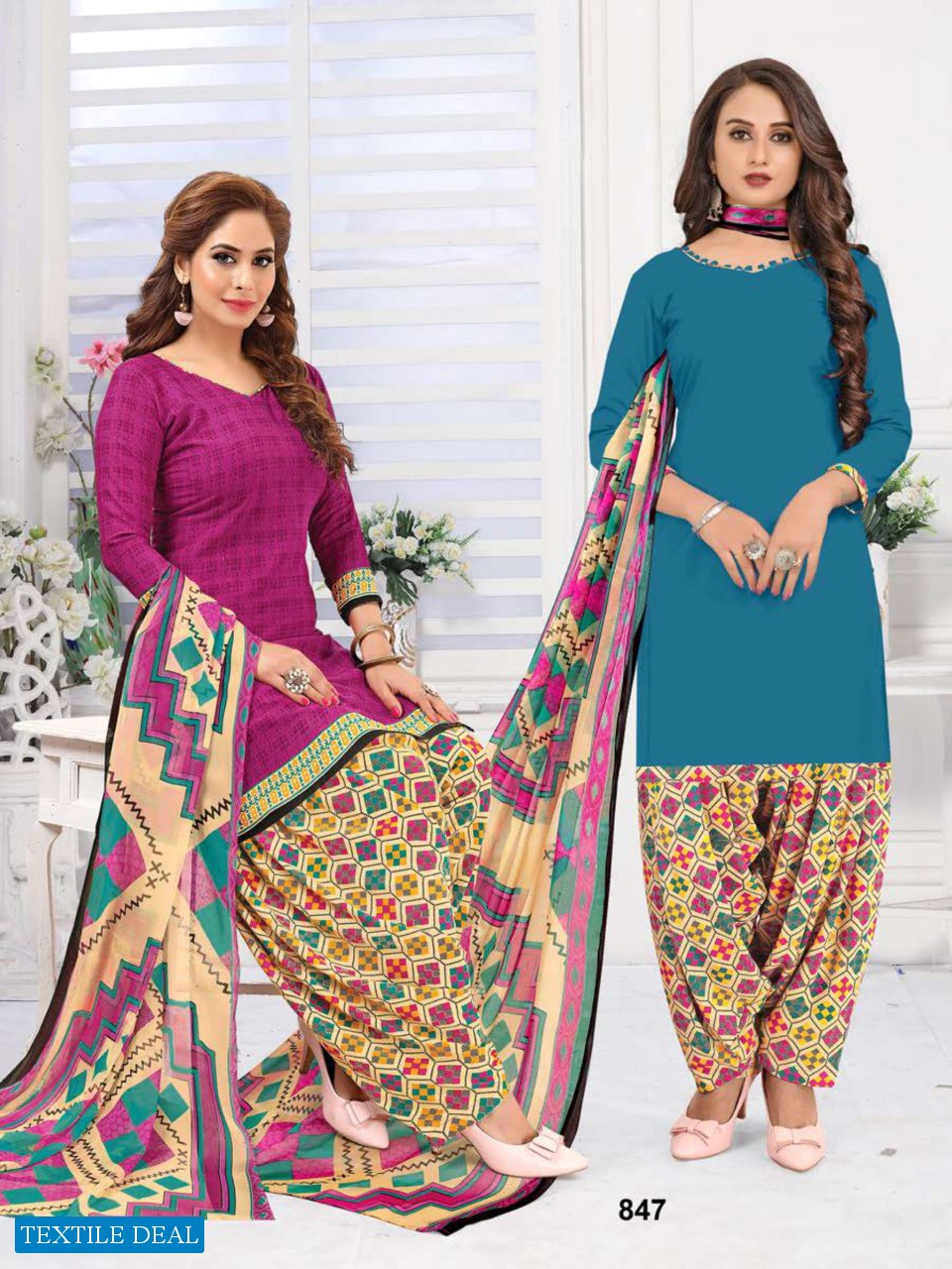 Vishnu Print Sonu Monu Wholesale Double Top Readymade Dress