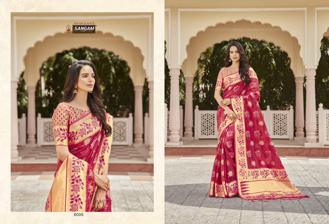 SANGAM LOTUS ORGANZA DESIGNER STYLISH WOMENS SAREE COLLECTION