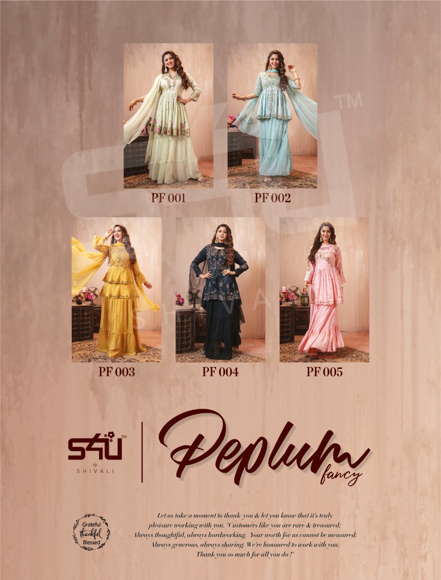 S4U PEPLUM FANCY GEORGETTE INNOVATIVE STYLE SKIRT STYLE KURTI CATALOG