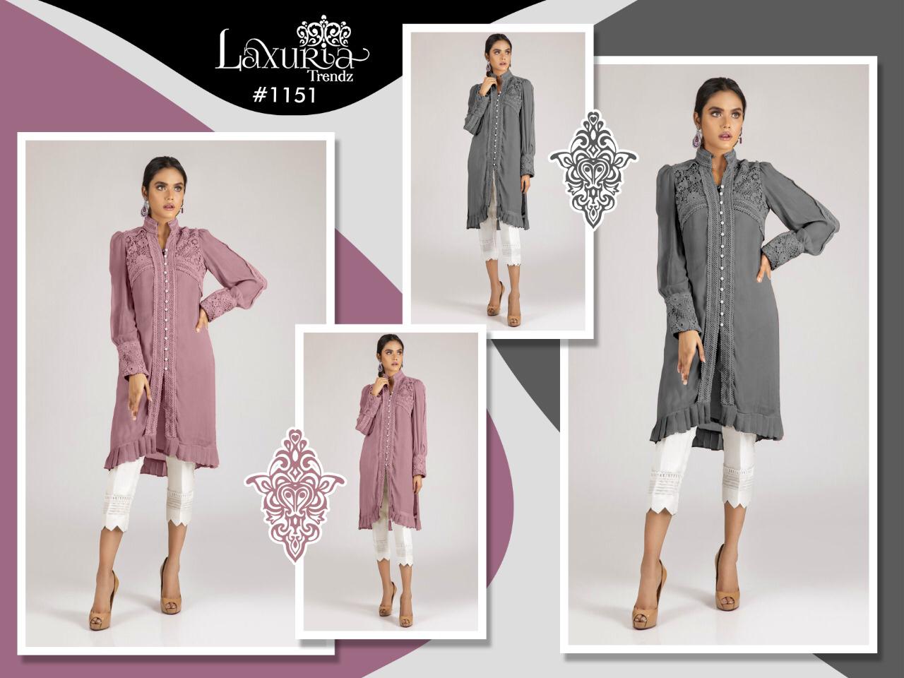 LAZURIA TRENDZ PRESENTS D NO 1151 GEORGETTE DESIGNER KURTI WITH PANTS STYLISH COLLECTION