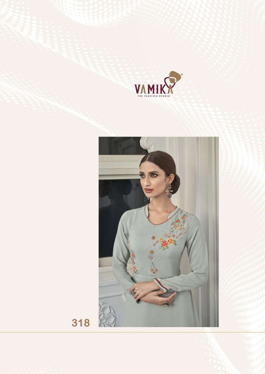 VAMIKA UPSTYLISH VOL 3 VISCOS MASLIN SILK WORK DESIGNER STYLISH KURTIS COLLECTION