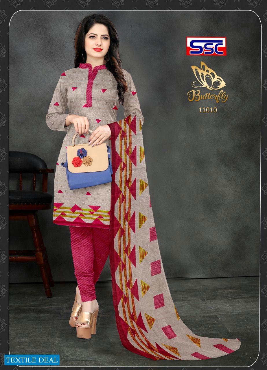 SSC Butterfly Wholesale American Crepe Printed Dress Material