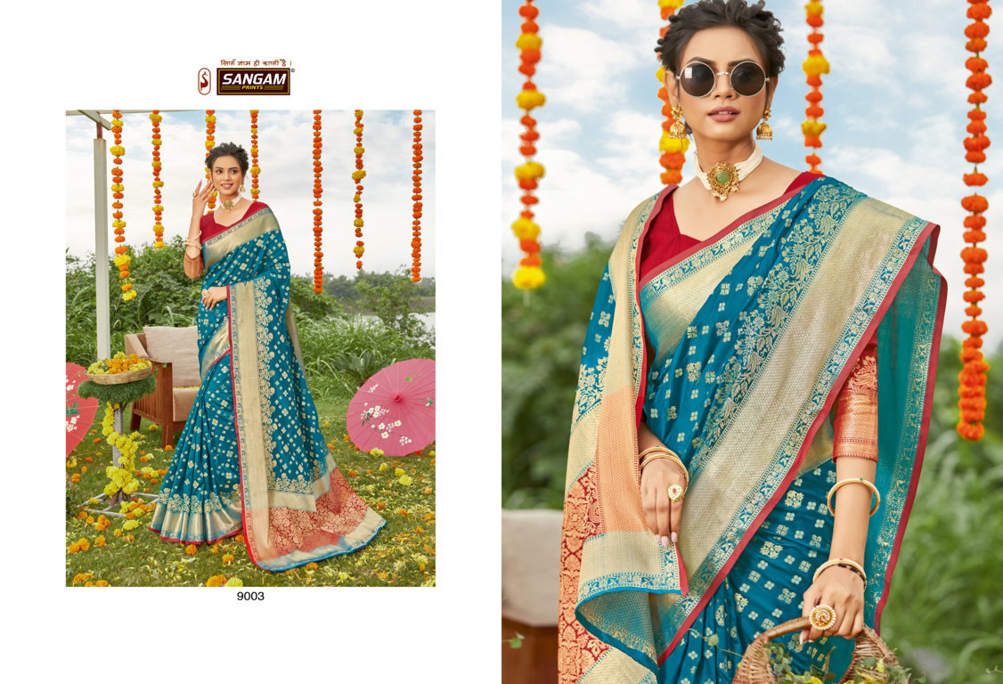 SANGAM SIVOHAM SILK BANRASHI STYLISH DESIGNER SAREE COLLECTION