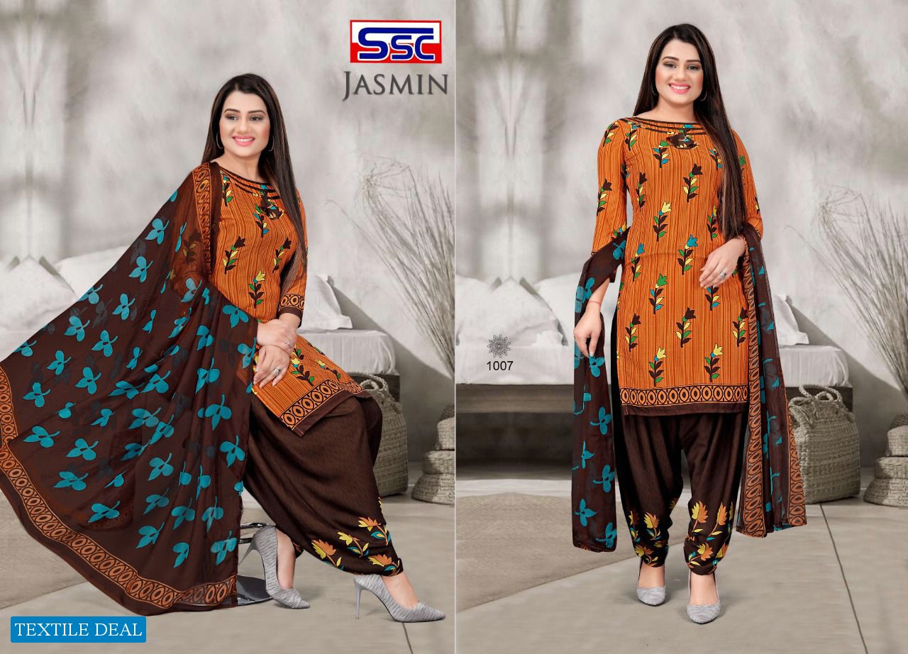 SSC Jasmin Vol-15 Wholesale American Crepe Patiyala Special Dress Material