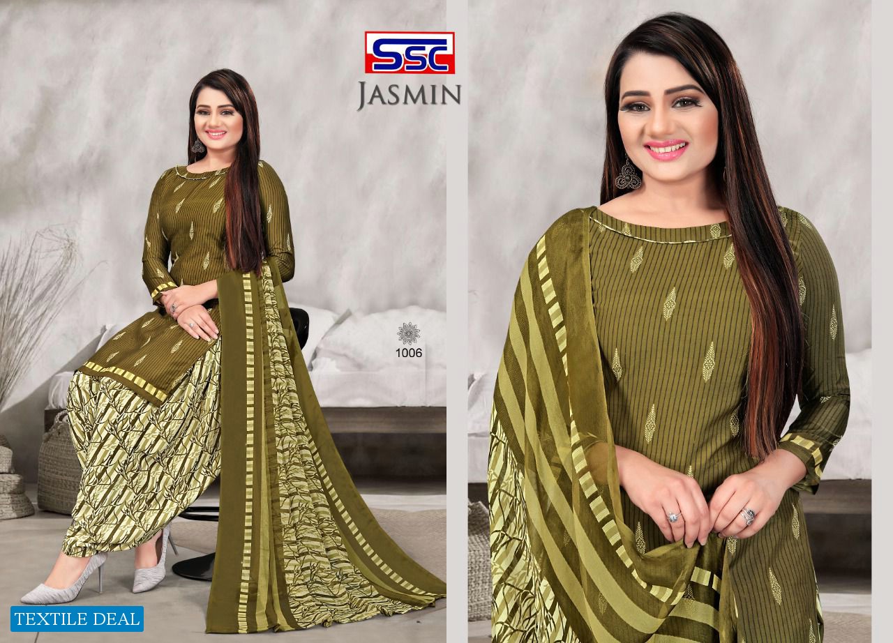 SSC Jasmin Vol-15 Wholesale American Crepe Patiyala Special Dress Material