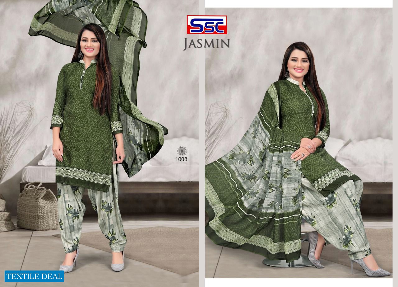 SSC Jasmin Vol-15 Wholesale American Crepe Patiyala Special Dress Material