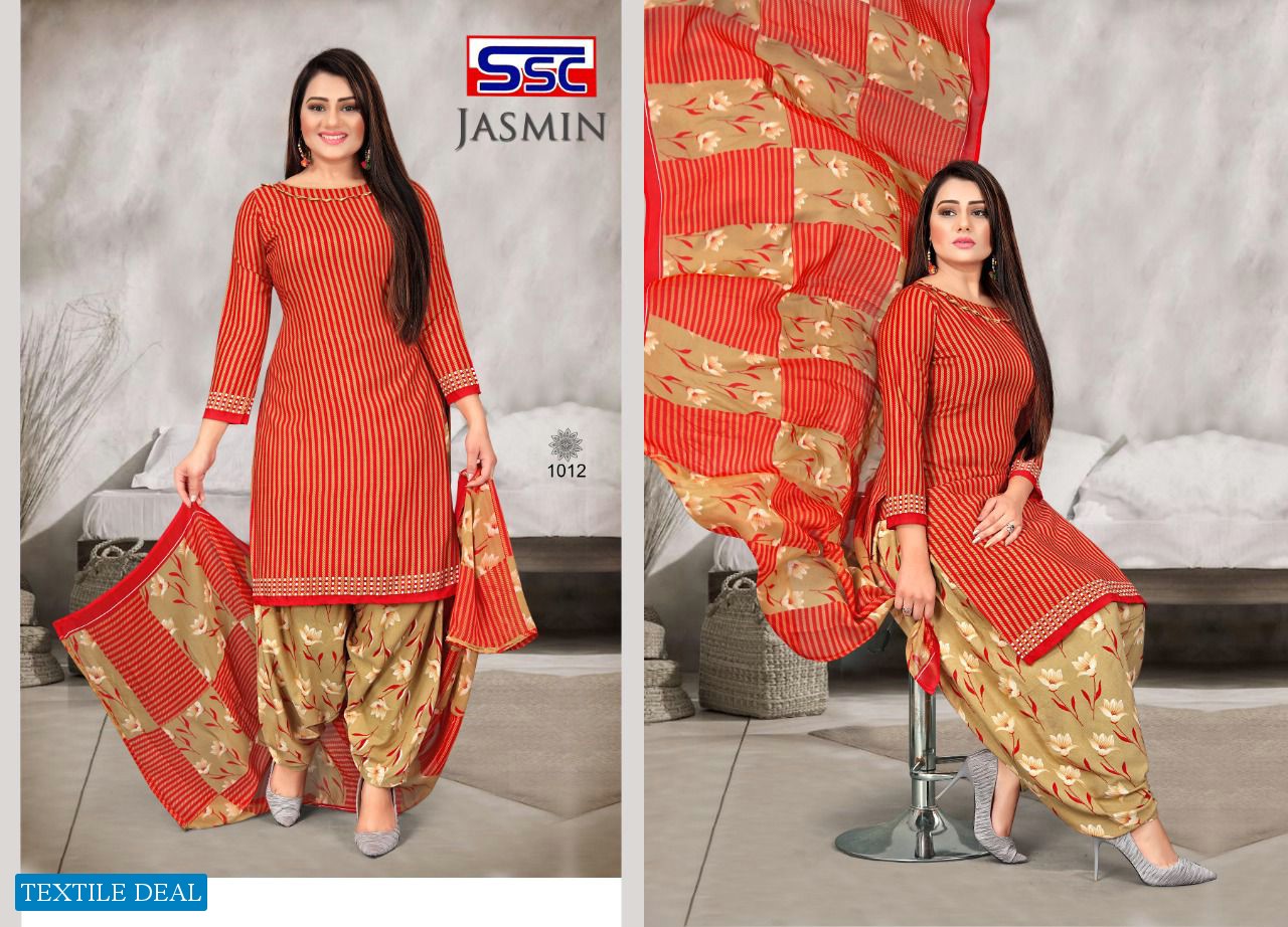 SSC Jasmin Vol-15 Wholesale American Crepe Patiyala Special Dress Material