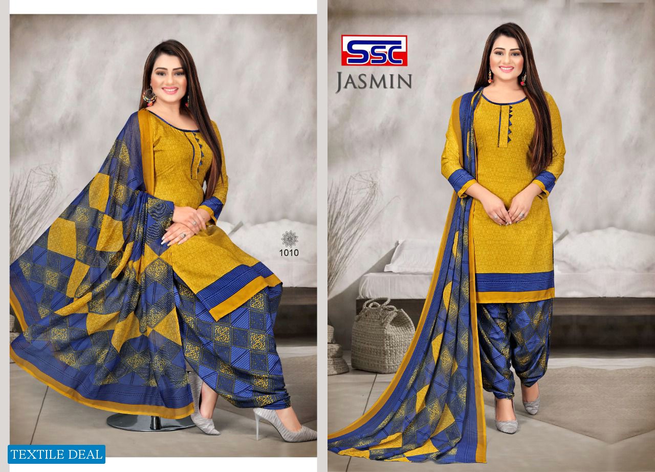 SSC Jasmin Vol-15 Wholesale American Crepe Patiyala Special Dress Material