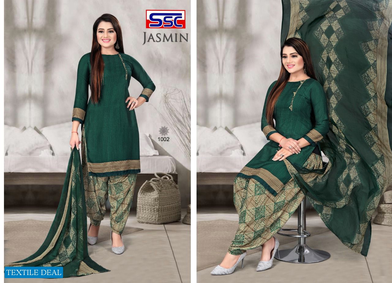SSC Jasmin Vol-15 Wholesale American Crepe Patiyala Special Dress Material
