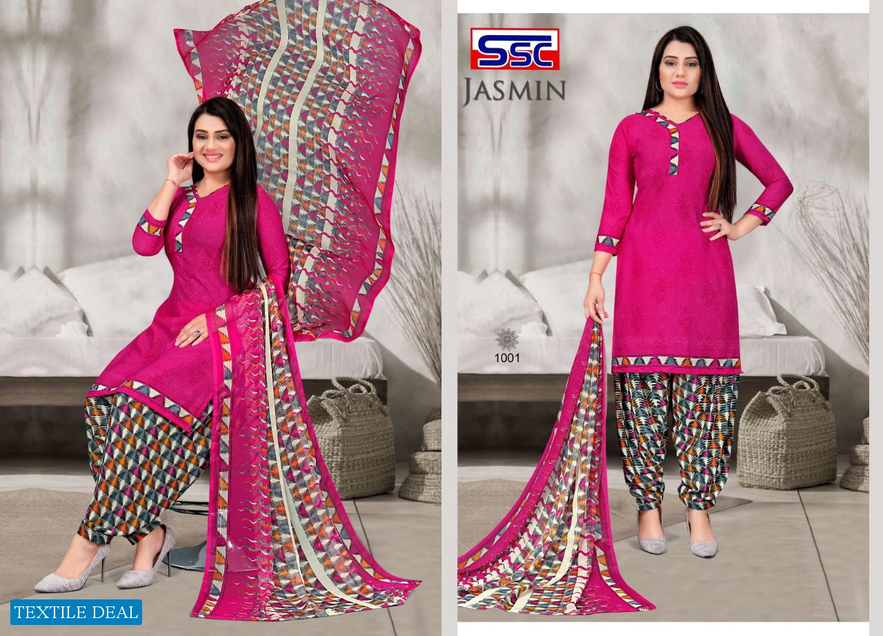 SSC Jasmin Vol-15 Wholesale American Crepe Patiyala Special Dress Material